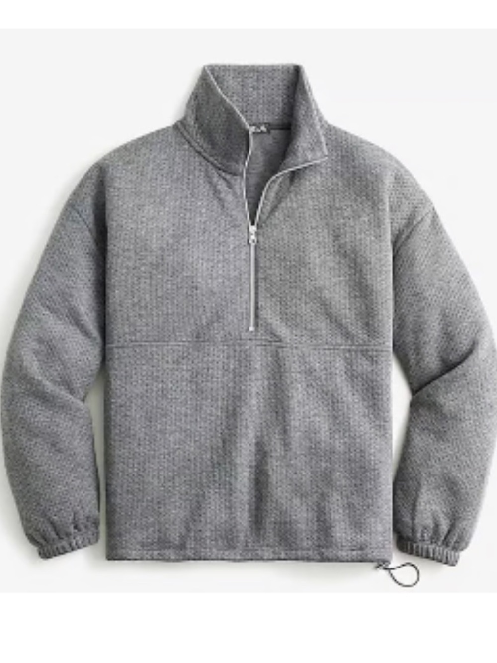 J.Crew Gray Terry Half Zip Pointelle Pullover Sweatshirt Women’s Sz M
